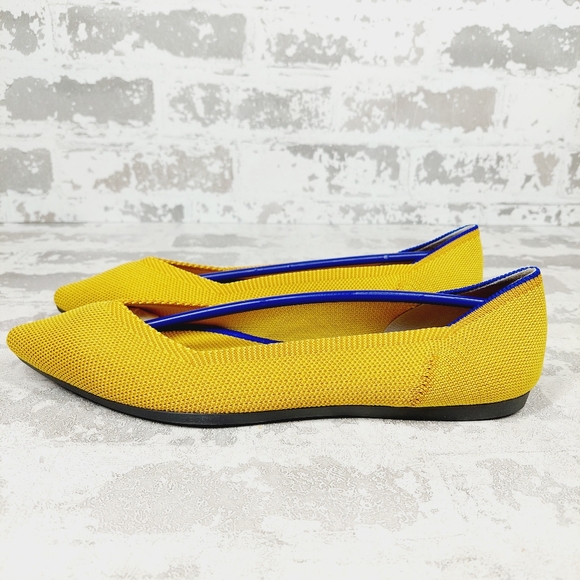 New Rothy's The Flat Yellow Knit Round Toe Slip On Loafers W191
